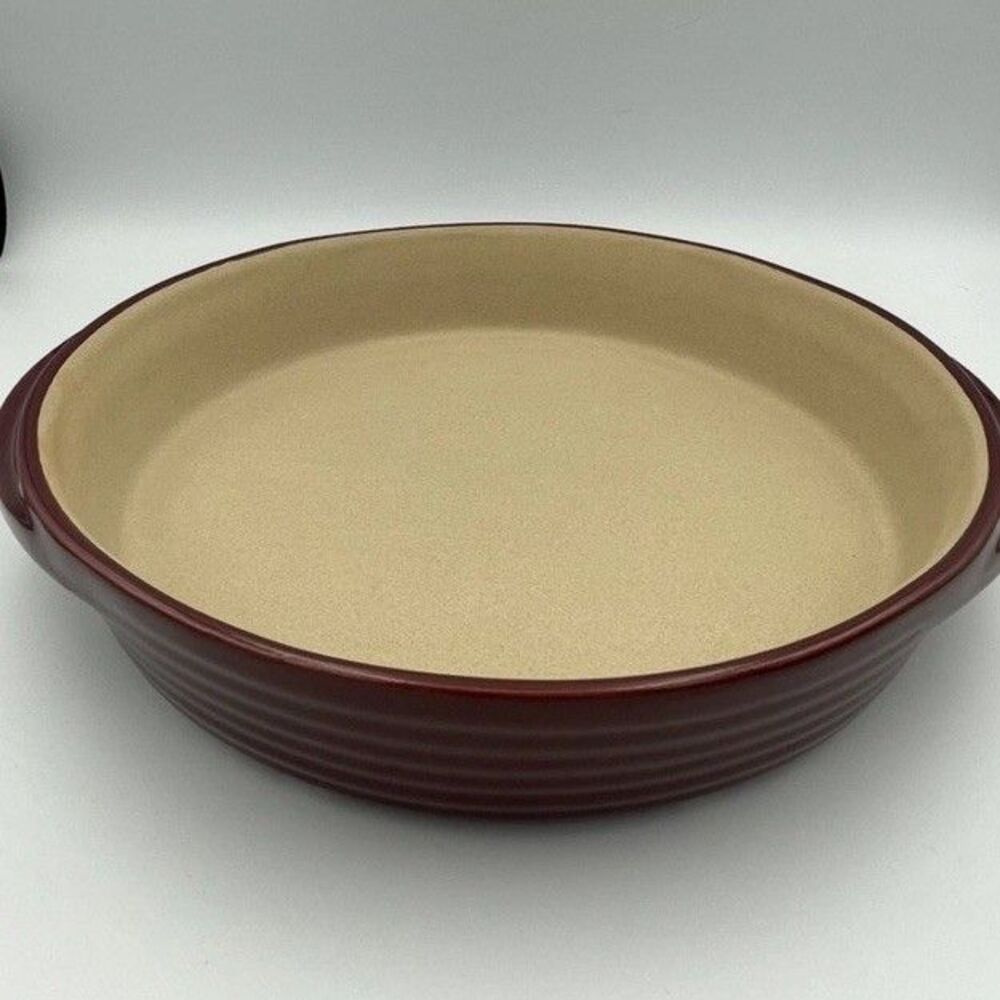 Pampered Chef 2134 Round Baker Stoneware Cranberry 8" x 2" 1 Quart / 1 Liter-NEW